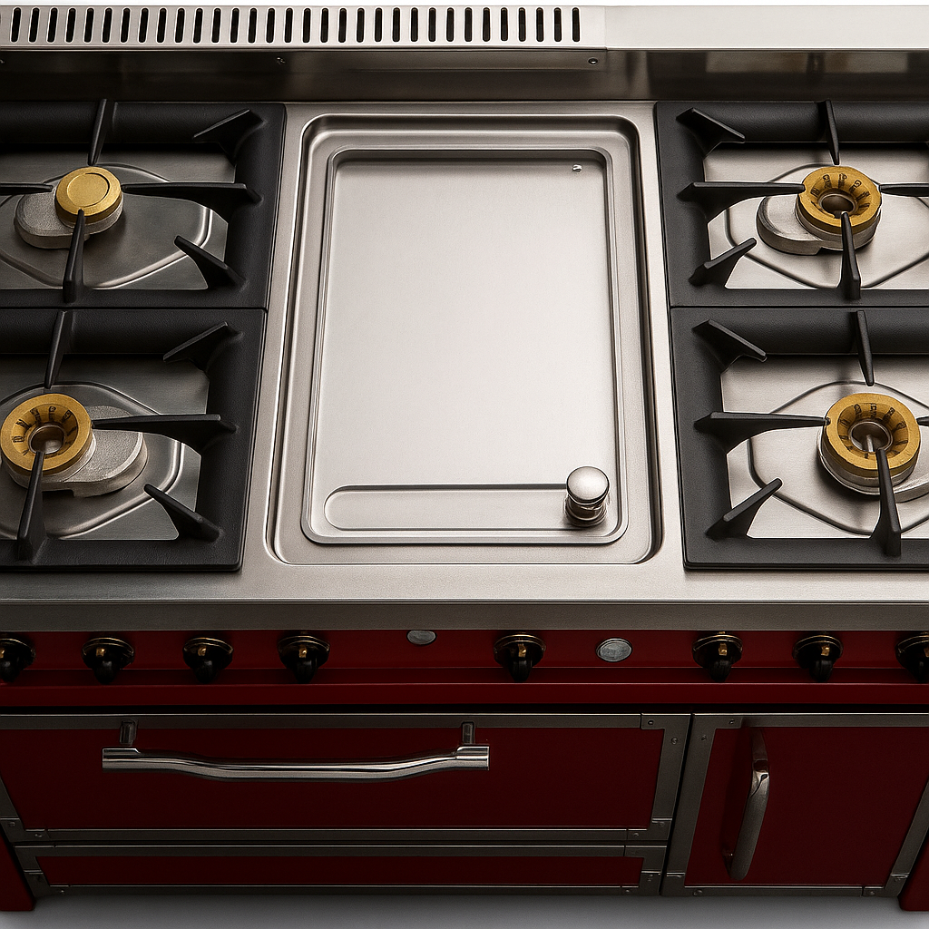 VIKING Tuscany Series 48” Dual Fuel Range with Griddle – San Marzano Red